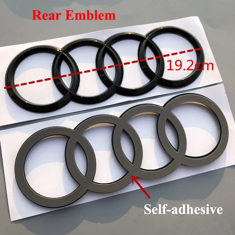 Gloss Black Audi Emblem Set - Front & Rear • Fits Most Audi Models