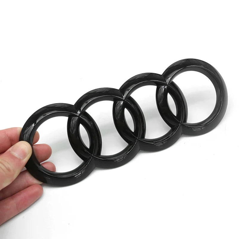 Gloss Black Audi Emblem Set - Front & Rear • Fits Most Audi Models