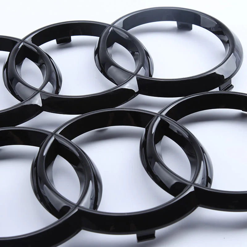 Gloss Black Audi Emblem Set - Front & Rear • Fits Most Audi Models