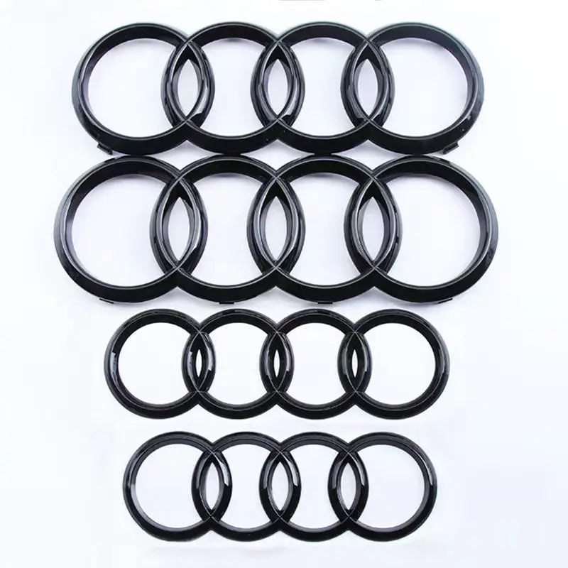Gloss Black Audi Emblem Set - Front & Rear • Fits Most Audi Models